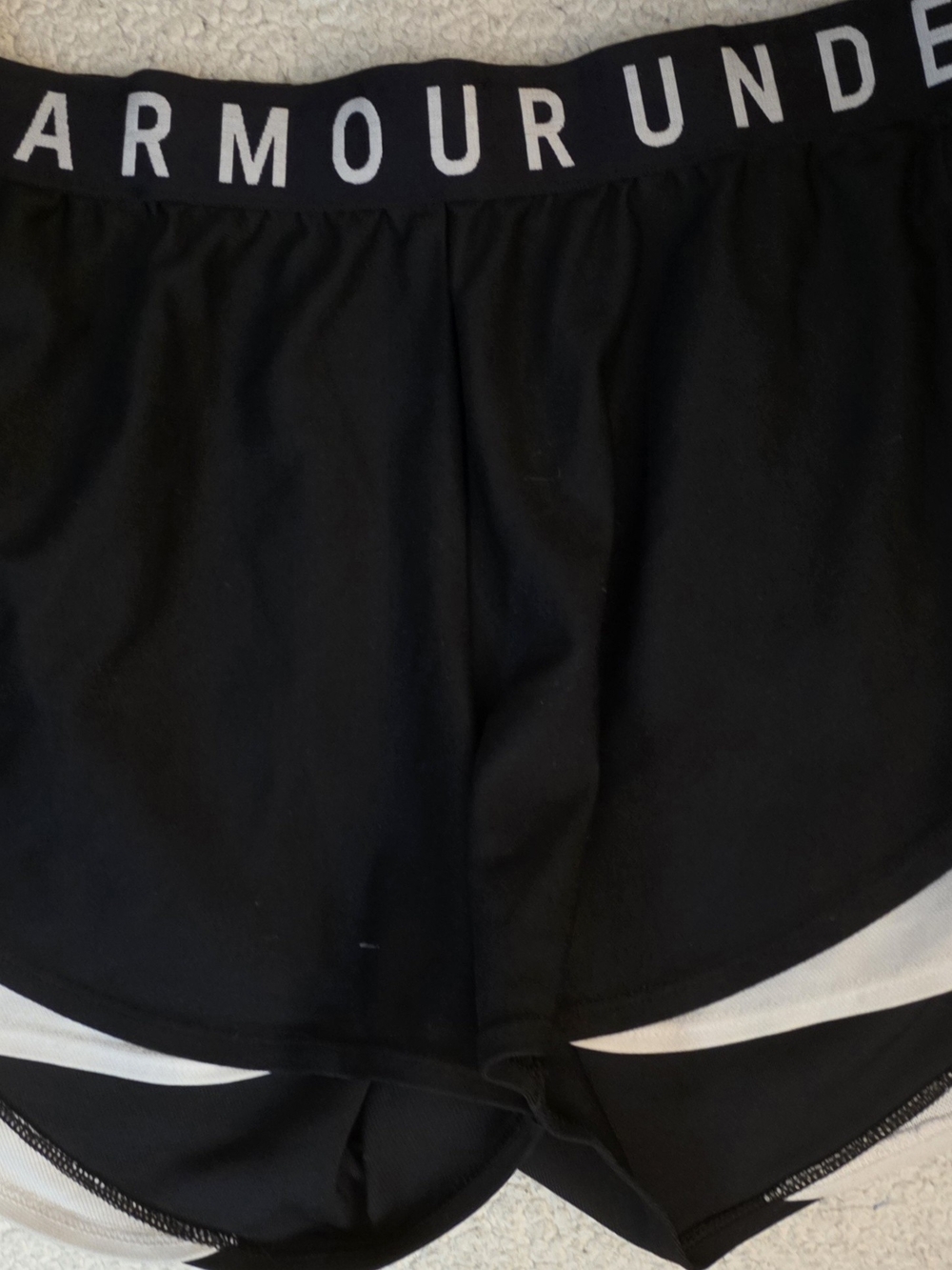 Under Armour Black Athletic Layered Women's Shorts with White Accents